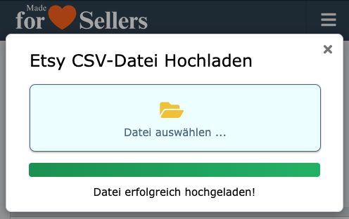 Etsy CSV-Datei Hochladen